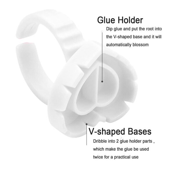 611Z4u2Zt0L._SL1500_.jpg 300 PCS Glue Rings for Eyelash Extension,Heart Glue Rings for Lash Eyelash Extension Supplies, Lash Glue Rings Smart Glue Cups Eyelash Glue Holder, Blossom Glue Ring Fan Fanning Glue Cups, White