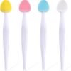 4pcs Lip Scrub Brush, Silicone Heart Lip Exfoliator Brushes Scrubber Tool, Double-Sided Lip Cleaning Exfoliating Remove Dead Skin Tool for Men Women Dark Lips- Pink & White & Blue & Yellow