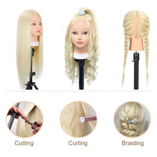 Mannequin Head with Real Human Hair 80% 26 Inch Hair Mannequins to Practice on Doll Heads for Hair Styling with Clamp and Tools Cosmetology Mannequin Head（ #613 Blond）