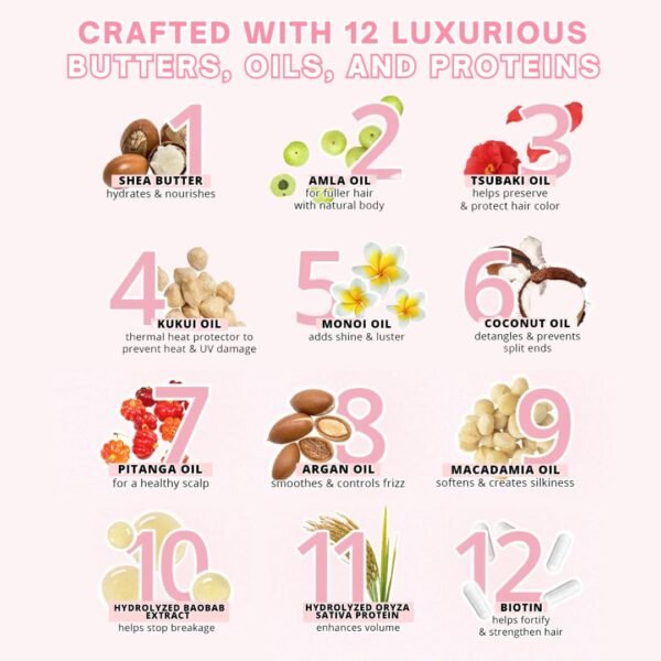 FoxyBae Hair Mask for Dry Damaged Hair and Growth - Overnight Hair Mask Treatment with Biotin & Shea Moisture - 8 Oz, Leave-in Conditioner Spray