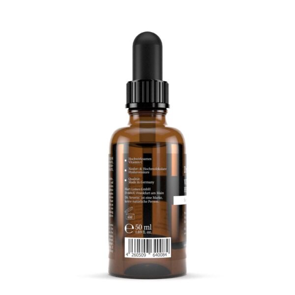 Dr. Severin® Vitamin C Hyaluronic Acid Serum. Holistic Serum with Hyaluronic Acid + Vitamin C. Highly Concentrated Hyaluronic Acid. Anti-Ageing Serum. Smoothes fine lines + wrinkles. Hydration Boost.