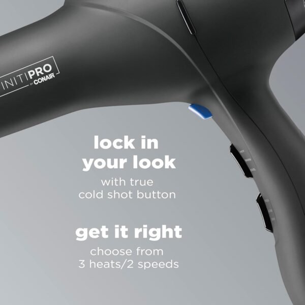 612YKBMWJtL._AC_SL1500_.jpg INFINITIPRO by CONAIR Hair Dryer with Diffuser | Salon Performance AC Motor Blow Dryer | Includes Diffuser, Concentrator and Bonus Blow-Out Brush | Grey - Amazon Exclusive | Packaging May Vary