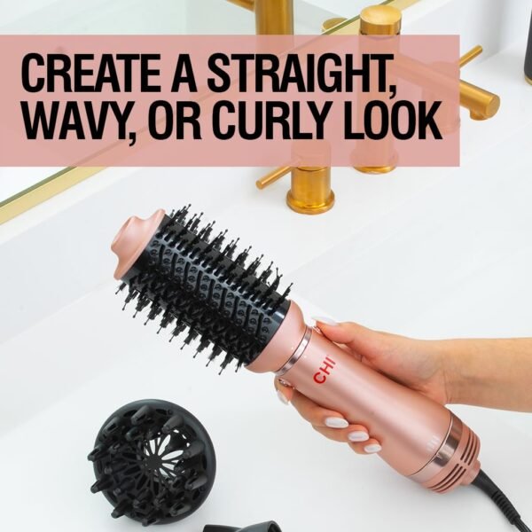 612YwwJP9LL._SL1024_.jpg CHI Volumizer 4-in-1 Blowout Brush, Hair Dryer for Smooth, Silky & Shiny Hair, Four Interchangeable Attachments for Versatile Styling, Rose Gold