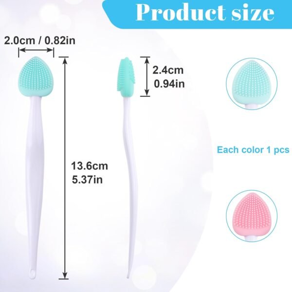 2pcs Silicone Lip Scrub Brush, Double-Sided Lip Exfoliator Brush for Dark Lips, Heart Shape Lip Scrubber Tool for Removing Dead Skin- Pink & Green