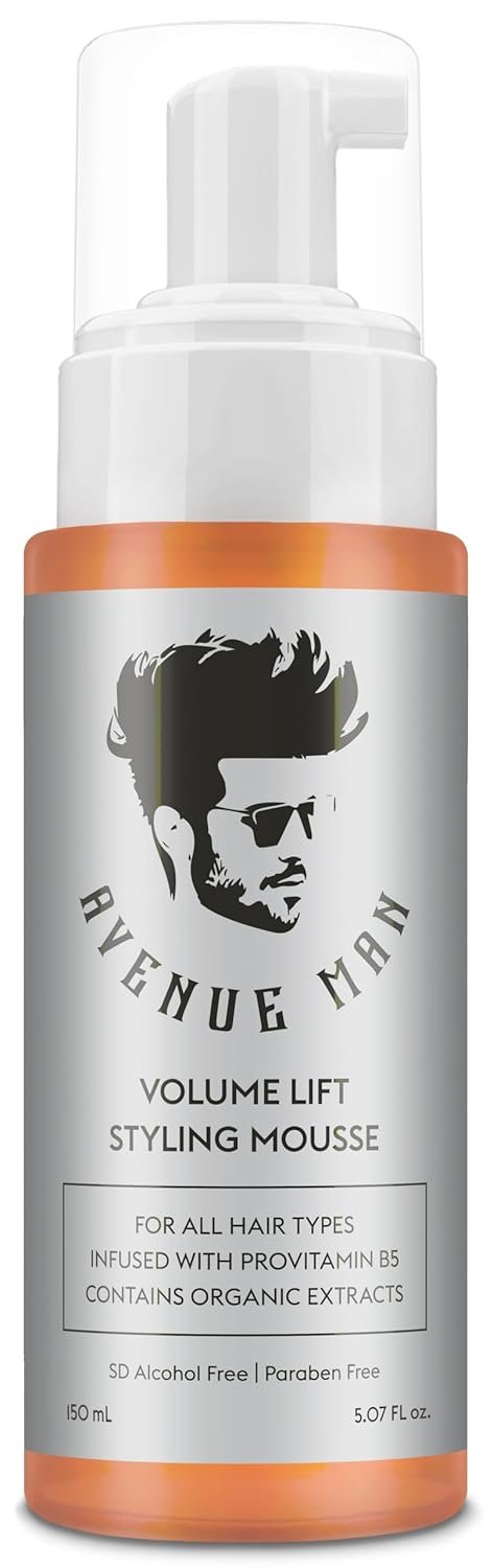 Avenue Man Volume Lift Mousse (5.07 oz) - Styling Hair Products for Men - Firm Hold Foam with Herbal Extracts for All Hair Types - Alcohol & Paraben Free