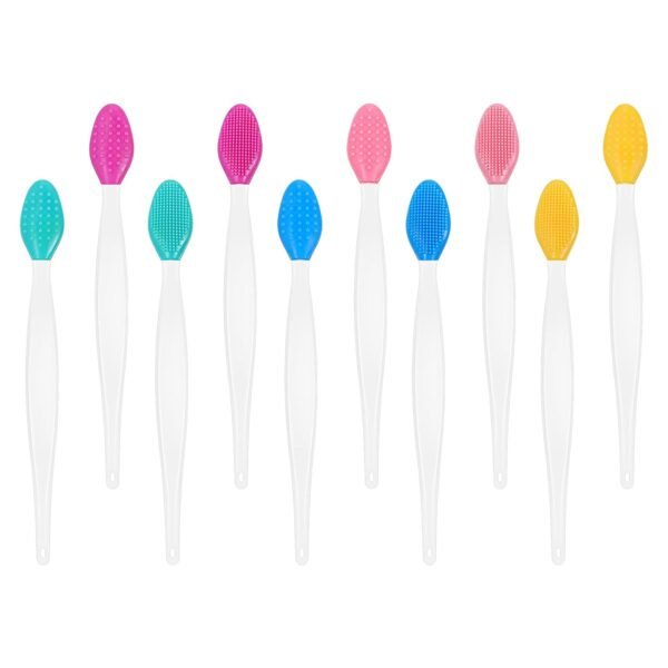 612xqxd-3FL._SL1500_.jpg Soft Double-Side Lips Brush, 10Pcs Silicone Face Scrubber, Lip Scrub Brushes, Nose Clean Scrubber, Blackhead Removal Brushes, Gentle Exfoliating Tool for Lips Care Beauty (5 colors)