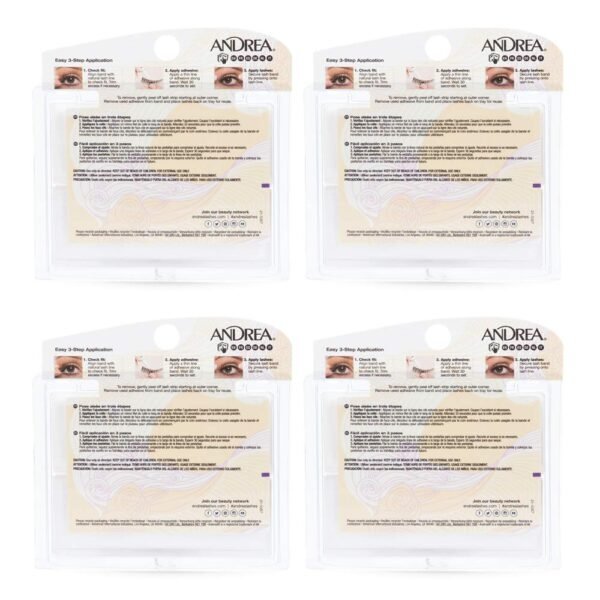 Andrea Two of a Kind False Lashes 53 - Black, Natural Look, Comfortable, Full Volume Fake Eyelashes for Glamorous Eyes, 4 Pack