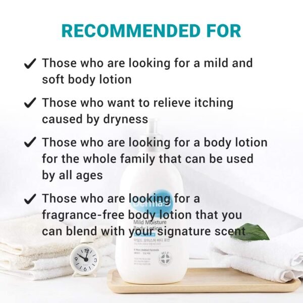 DERMA B Mild Moisture Body Lotion, Fragrance-Free Non-Irritating Body Moisturizer for Dry & Sensitive Skin with Witch Hazel, Unscented Fast-Absorbing Moisturizing Korean Skincare,13.5 Fl Oz,400ml