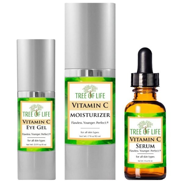 613lVSC3VfL._SL1024_.jpg Tree of Life Vitamin C Serum for Face w/ 1.7 Oz Moisturizer Cream & 0.5 Oz Eye Gel - Skin Care Trio Serums to Brightening Dark Spot, Smooth Dry & Sensitive Skin, Anti-Aging, Wrinkles