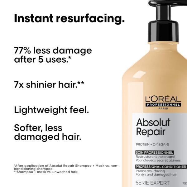 L'Oréal Professionnel Paris Absolut Repair Conditioner – Nourishing Protein Hair Treatment For Dry, Damaged Hair, Repairs Damage and Provides Shine