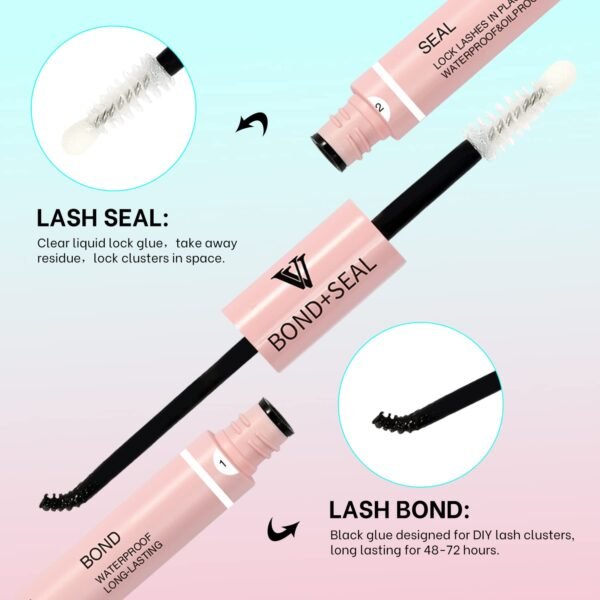 6144TSSkUhL._SL1500_.jpg VAVALASH Lash Bond and Seal Cluster Lash Glue Individual Lashes Glue for DIY Lash Extensions Long Retention Strong Hold 48-72 Hours Waterproof Lash Bond for Lash Clusters(5ml+5ml)