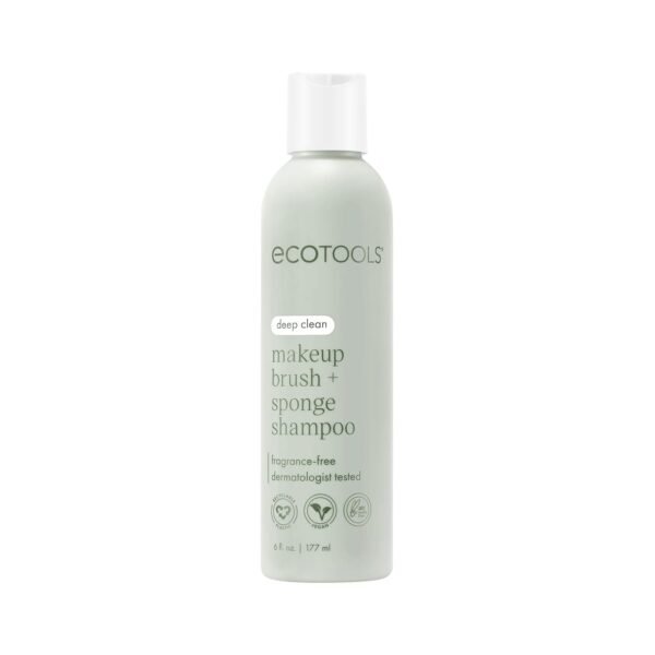EcoTools Cleanser Shampoo for Makeup Brush/Sponge/Puffs, Remove Makeup & Impurities, Fragrance-Free, No Harsh Chemicals, Vegan & Cruelty-Free, 6 fl.oz./177 ml, 1 Count