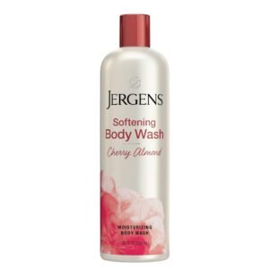 Jergens Softening Cherry Almond Body Wash, Daily Moisturizing Skin Cleanser, Infused with Cherry Almond Oil, pH Balanced, Paraben Free, Dye Free, , Dermatologist Tested, 22 oz (Packaging May Vary)