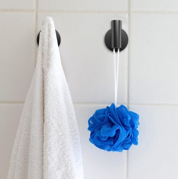 Towel Hooks Bathroom Coat Robe Wall Hook Stainless Steel Heavy Duty Door Hanger Towel Robe Clothes Cabinet Closet Sponges Rack for Bathroom Bedroom Kitchen Hotel Pool 4 Packs Matte Black