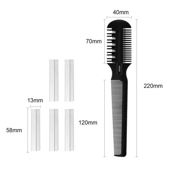 614wz83r9-L._SL1500_.jpg Hair Cutting Comb - Double Edge Razor for Thin and Thick Hair Trimming and Styling with 5 PCS Spare Blades
