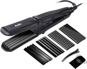 614yfCf3ChL._AC_SL1500_.jpg Pulla Hair Straightener and Crimper - 4 in 1 Tourmaline Ceramic Flat and Curling Iron for Hair Styling with Adjustable Temperature - Salon High Heat 320°F - 430°F for All Hair Types