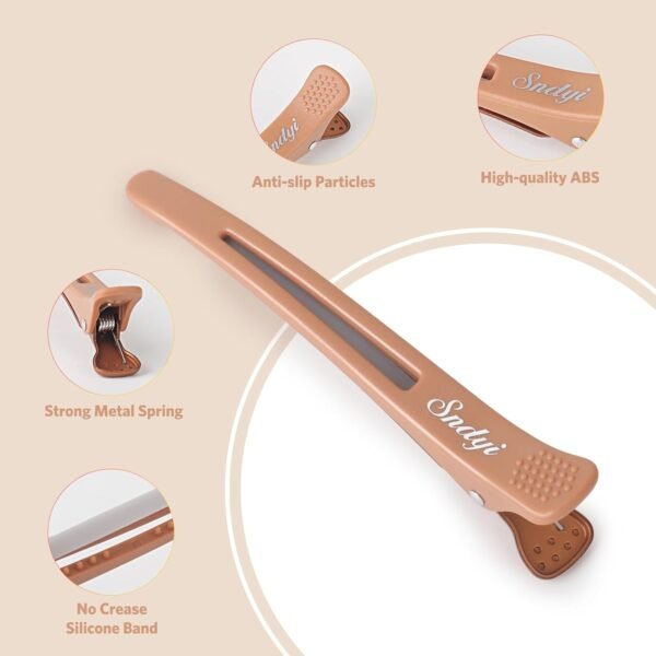 615jxitFL._SL1500_.jpg Sndyi 6pcs Neutral Sectioning and Styling Clips - Non-Slip Duck Billed With Silicone Band for Salon, Hairdresser, Barber Use