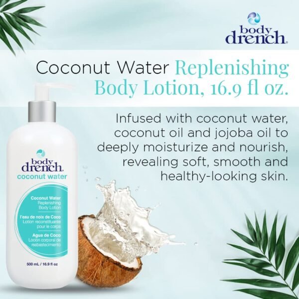 Body Drench Coconut Water Replenishing Body Lotion – Hydrating & Moisturizing Lotion for Dry Skin, 16.9 fl oz