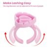 Glue Rings for Eyelash Extensions, Inartato Heart Glue Rings 200pcs Lash Fan Glue Cups Glue Holder Lashing Supplies (Pink Heart Shaped)