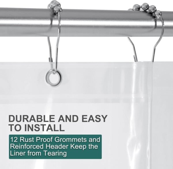 AmazerBath Plastic Shower Curtain Clear Premium PEVA, Clear Shower Curtain Heavy Duty 8G, Weighted Shower Curtains for Bathroom Accessories with 3 Big Stones and 12 Rustproof Grommets, 72x72 Inches