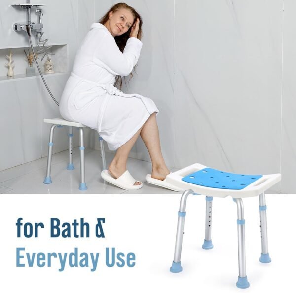 OasisSpace Shower Chair, Adjustable Bath Stool Chair for Inside Shower - Tool Free Anti-Slip Bench Bathtub Stool Seat with Durable Aluminum Legs for Elderly, Senior, Handicap & Disabled