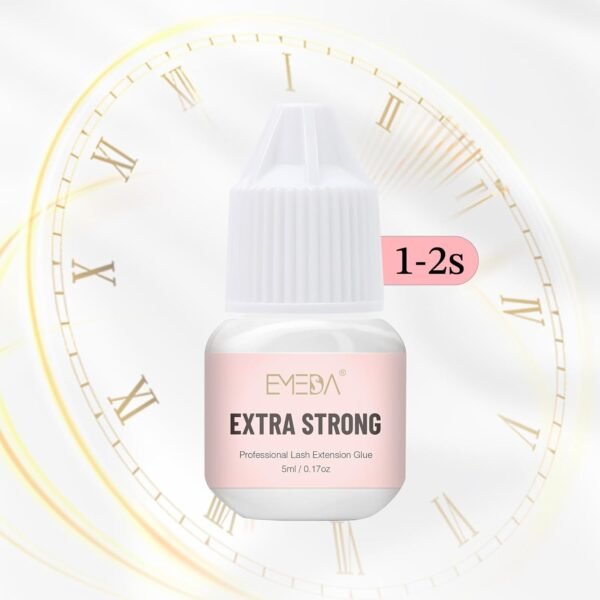 EMEDA Professional Lash Extension Glue - 0.5S/1S/2-3S/ Fast Drying/Strong Hold/Waterproof/Hypoallergenic/Latex-Free Eyelash Glue for Individual Lashes 7 Weeks Long Lasting(Black 0.17 fl.oz 1-2 sec)