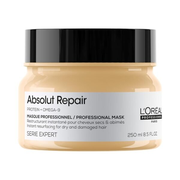 L'Oreal Professionnel Paris Absolut Repair Hair Mask - Nourishing Protein Treatment, Repairs and Softens Medium to Thick Dry, Damaged Hair, Adds Shine