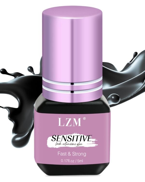617dfovamBL._SL1500_.jpg Sensitive Eyelash Extension Glue - 6-7weeks Long Lasting / 1s Drying Time/Strong Hold/Hypoallergenic/Latex-Free Professional Lash Extension Glue LZM (Black 0.17fl.Oz/5ml)
