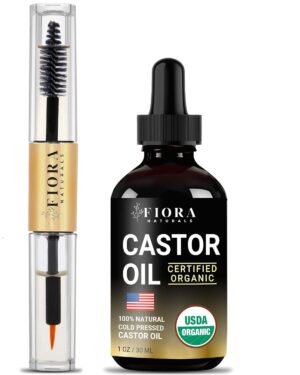 618ImT-bdZL._SL1500_.jpg Organic Castor Oil for Eyelashes, Eyebrows, Hair & Face – Cold Pressed Hexane Free 100% Pure Aceite De Ricino Organico, Lash & Brow Serum with Refillable Mascara Tube (unfilled), 1oz Glass Bottle