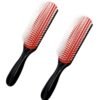 MDSTYLE Hair Brush for Curly, Thick, Wavy and Coily Hair - Curl Defining, Detangling, Styling, Blowdrying, Shaping - 9 Row Detangler Brush for Women and Men - Dry or Wet (Black Small 2pcs)