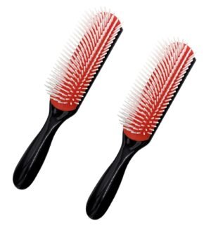 MDSTYLE Hair Brush for Curly, Thick, Wavy and Coily Hair - Curl Defining, Detangling, Styling, Blowdrying, Shaping - 9 Row Detangler Brush for Women and Men - Dry or Wet (Black Small 2pcs)