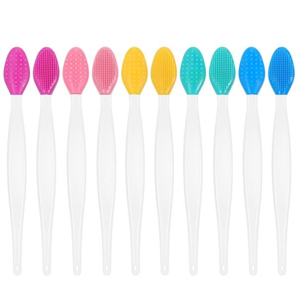 618U2cObhLL._SL1500_.jpg Soft Double-Side Lips Brush, 10Pcs Silicone Face Scrubber, Lip Scrub Brushes, Nose Clean Scrubber, Blackhead Removal Brushes, Gentle Exfoliating Tool for Lips Care Beauty (5 colors)