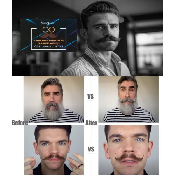 618bUm0K23L._SL1000_.jpg Moustache Training Wheels, 2 Pair Set - Size L & Size S Mustache Curler, Hair Styling Tool for Handlebar Mustache, Perfect Gentleman's Gift