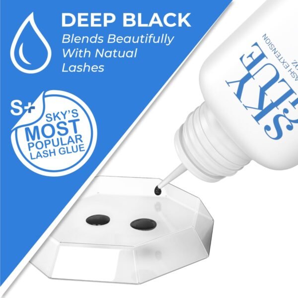 Sky Glue for Eyelash Extensions S+ | Super Strong Lash Extension Glue | Professional Black Adhesive for Long Lasting Semi Permanent Individual Lash Extensions | Fast Drying / 7+ Week Retention 5ml