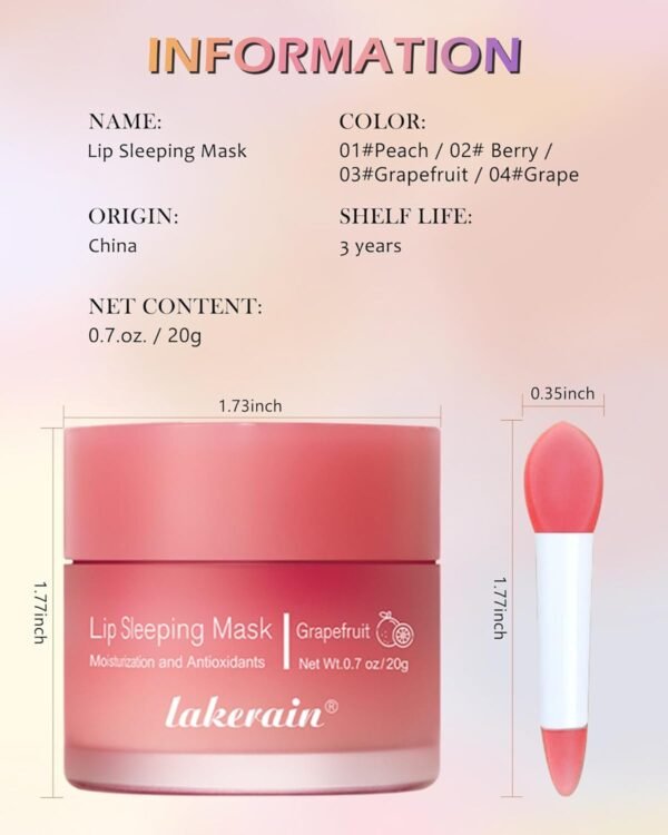 618m-fLGOTL._SL1500_.jpg Sleeping Lip Mask, Overnight Hydrating & Prevention Dry and Cracked Lips Scrubs Exfoliator Moisturizer, Ultra-Nourishing Lip Sleeping Mask with Wand, Lip Care Therapy Treatment for Women-03#Grapefruit