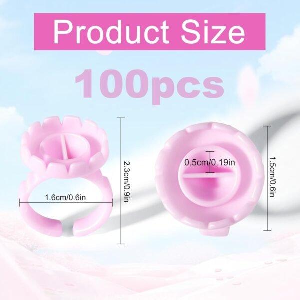 619G0nMcLqL._SL1500_.jpg NXJ INFILILA Glue Rings, 100PCS Disposable Plastic Glue Rings for Eyelash Extensions, Nail Art Tattoo Holder, Blossom Smart Cups for Eyelash Extension Supplies Pink