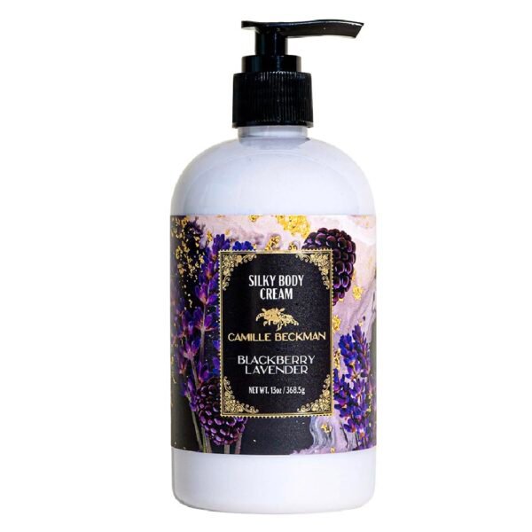 Camille Beckman Blackbery Lavender Scented Silky Body Cream, Daily Moisturizer for All Skin Types, Non-Greasy Vegan Formula to Nourish and Soften Hands and Body, 13 Ounce