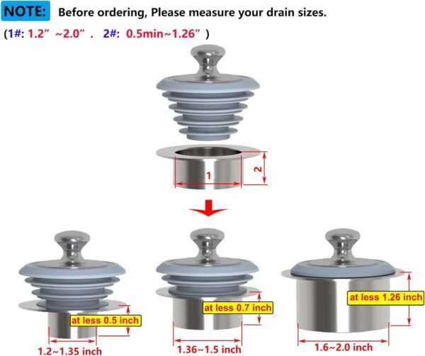 Silicone Bathtub Stopper, Washbasin Drain Plug, Bathtub Plug(Patented Design) (Gray)