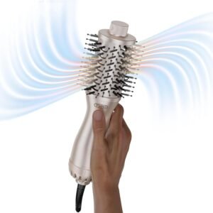619dPwaX9HL._AC_SL1500_.jpg TYMO 2.0 Hair Blow Dryer Brush - Round Blowout Hot Air Brush, One Step Volumizer, Upgraded 2 Inch Barrel for Short Hair, 3X Faster Drying, 0.6 lb Ultra Lightweight, Straightener and Curling in One