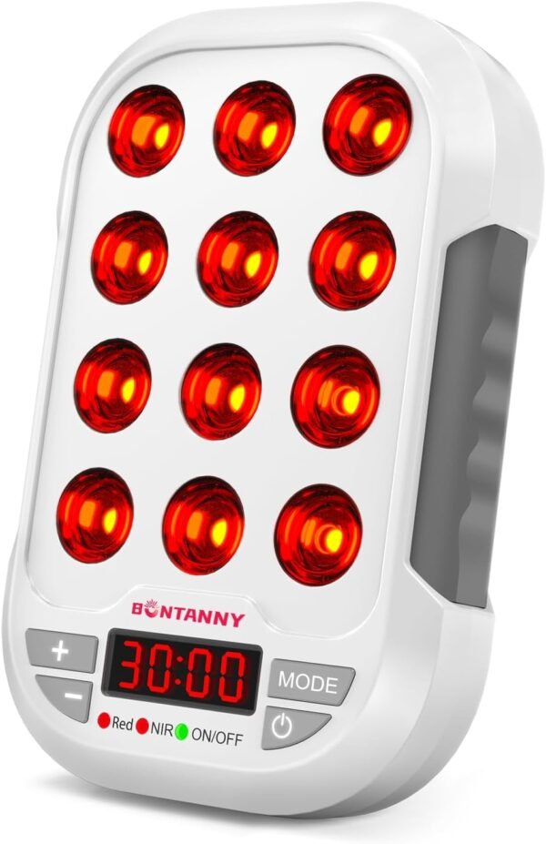 Portable Red Light Therapy, 660/850/1060nm 3 Wavelengths Mini Handheld Red Near Infrared Light Device, 12 Triple Chip Clinical Grade LEDs, Rechargeable, Travel Case, Timer, for Body, BO-60