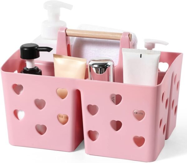 619ypTRsVHL._AC_SL1500_.jpg Anyoifax Portable Shower Caddy Plastic Shower Basket Organizer Divided Bathroom Storage Cleanning Caddy Tote with Handle for College, Dorm Room, Kitchen, Pink