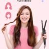 5 in 1 Curling Iron with Thermal Brush and 4 Interchangeable Ceramic Barrels(1/2 to 1 1/2 inch), Curling Wand Set with Flat Iron, Fast Heating, Dual Voltage Hair Curler, Gifts for Women