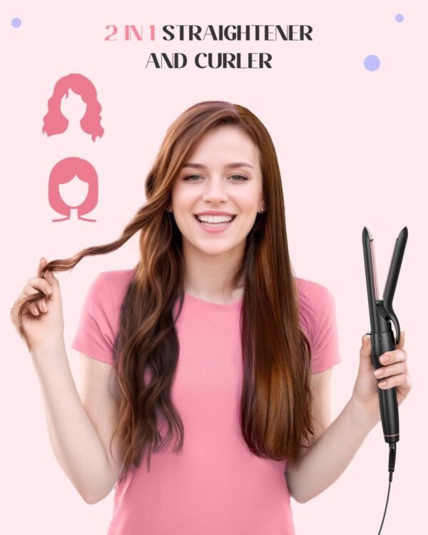 5 in 1 Curling Iron with Thermal Brush and 4 Interchangeable Ceramic Barrels(1/2 to 1 1/2 inch), Curling Wand Set with Flat Iron, Fast Heating, Dual Voltage Hair Curler, Gifts for Women