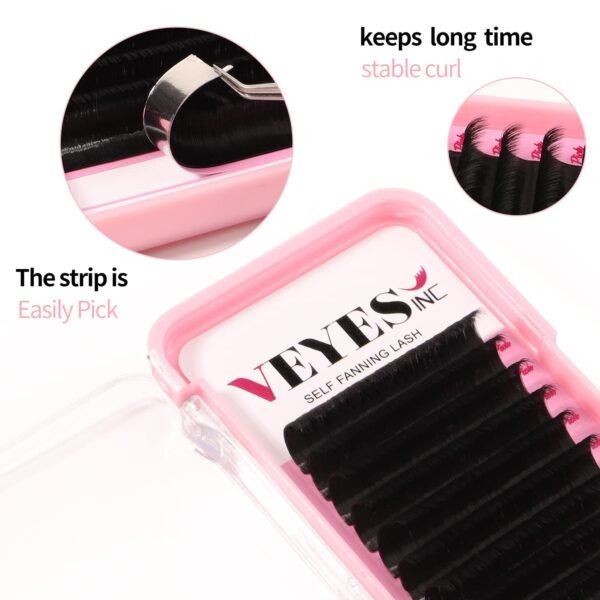61AfNOTV8L._SL1500_.jpg VEYES INC Easy Fan Volume Lash Extensions 03 05 07 J/B/L/C/CC/D/DD Curl 8-25mm Mixed & Single Length Tray, Matte Black Self Fanning Eyelashes, Professional Supplies for Lash Techs (0.05 D 8-16mm)