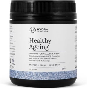 61AnZ8VfGpL._AC_SL1500_.jpg Healthy Ageing Supplement Powder, Anti-Ageing Effects, Contains Quercetin, Resveratrol and Nrf2 Activators, Antioxidants Rich Nutrient-Dense, Non-GMO, Vegan (180 Grams (30 Servings)