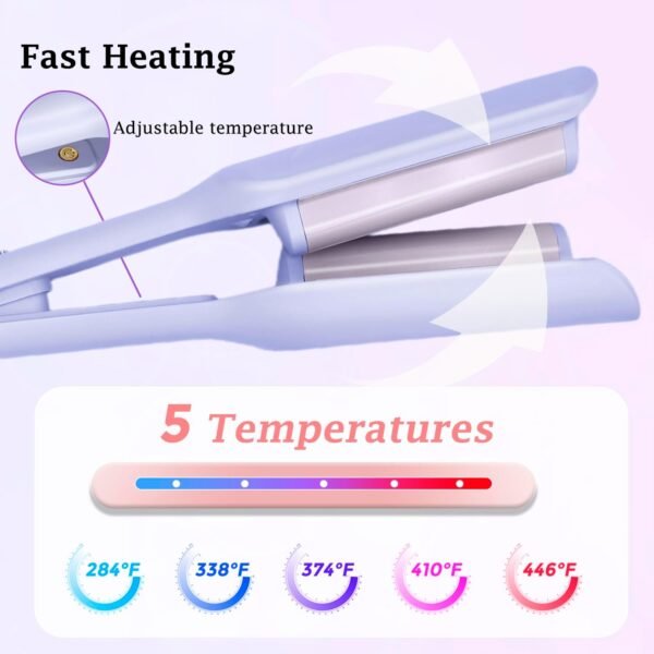 61BIGlo8T6L._AC_SL1500_.jpg Hair Crimper,2 Barrel Curling Iron Anti-Scald,1.25Inch/32mm Rapid Heating Wave Iron,Crimper Hair Tool,5 Temp Adjustable Curling Wand