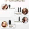 61BNGaMv5qL._AC_.jpg 5 in 1 Blow Dryer Brush, Negative Ion Blow Out Brush Dryer Hair Dryer, Hot Air Styler Set Auto Wrap Curlers & Straightener & Volumizer Pro Kit, Portable Multi Styler Air Curler Hair Tools (Black)