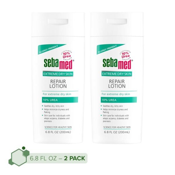 SEBAMED Extreme Dry Skin Repair Advance Therapy Lotion with 10% Urea Perfect for Eczema Psoriasis Lotion Rough Dry Skin Moisturizer 6.8 Fluid Ounces (Pack of 2),White, Green