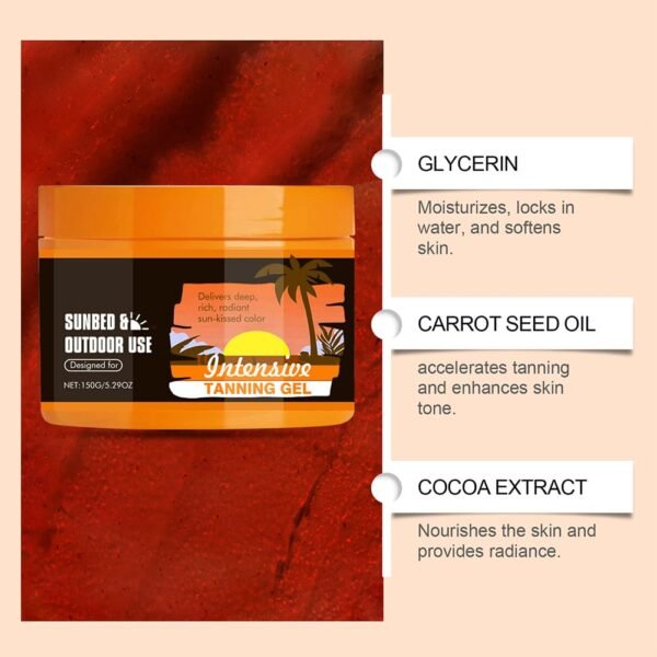 2 Pcs Dark Tanning Accelerator Lotion,Intensive Tanning Gel for Indoor & Outdoor Sun,Effective Tan Enhancer for Women,Moisture and Hydration Body Bronzer Tan Creams for All Skins (orange)