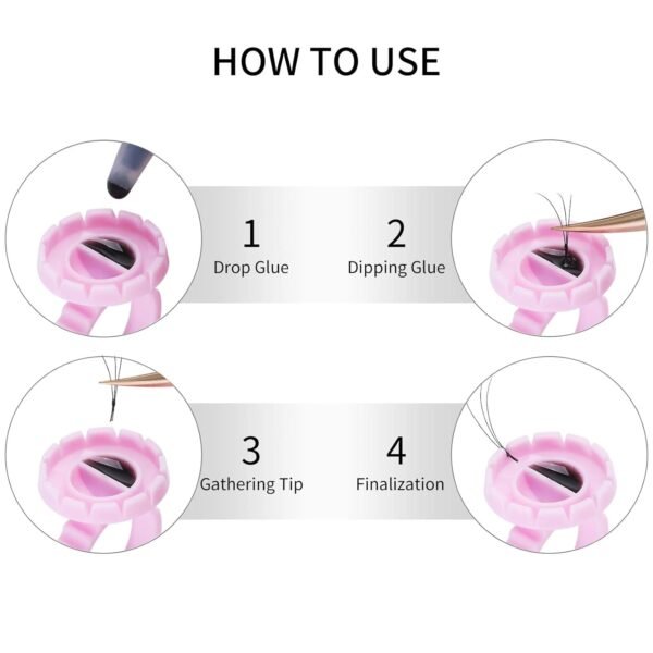 61BZNfrCERL._SL1500_.jpg 300 Pcs Glue Rings Smart Glue Holder for Eyelash Extensions, Easy Fanning Glue Cups for Volume Lashes, Pink